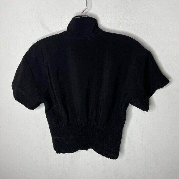 Madewell Drapey Banded Bottom Button Down Top Black Size S NJ625 - Picture 4 of 4